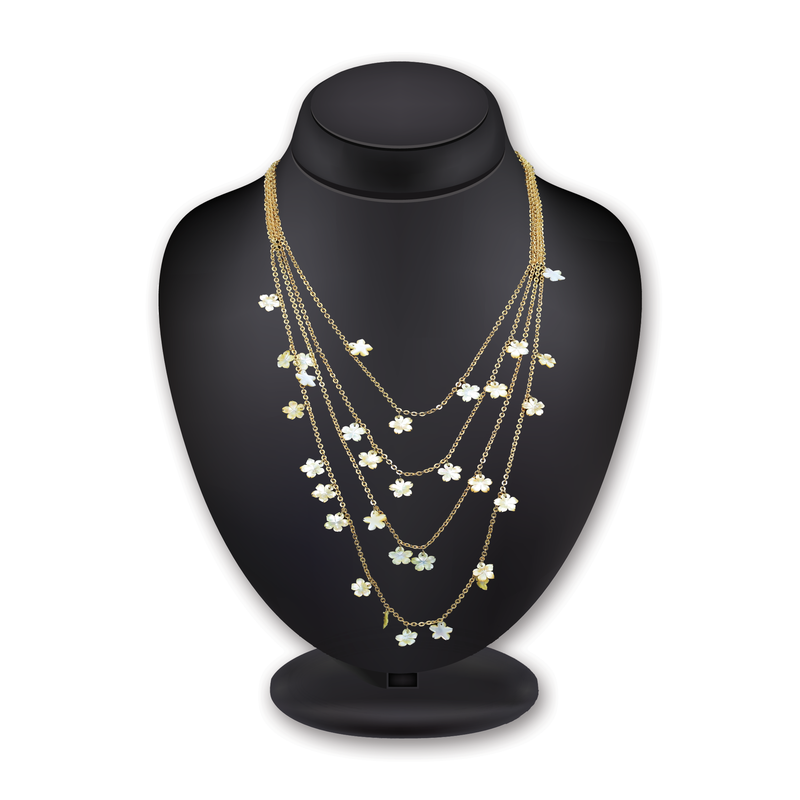 Gold Pearl Multi-Strand Necklace